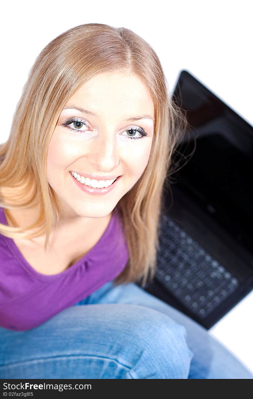 Woman on the floor with laptop