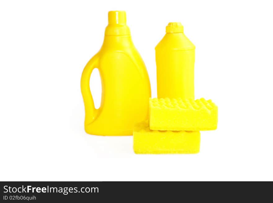 Household chemical goods on a white background