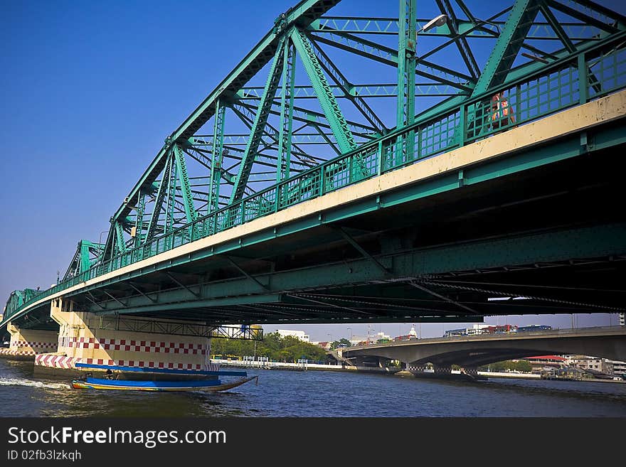 Iron bridge across the river