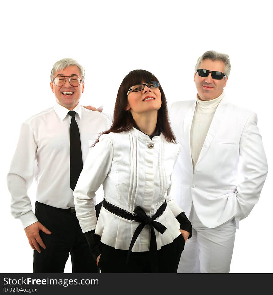 Group of people smiling. Isolated background.