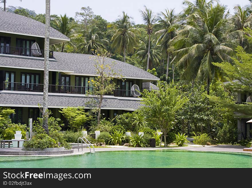 Swimming pool on a sunny day.Thailand . Swimming pool on a sunny day.Thailand .