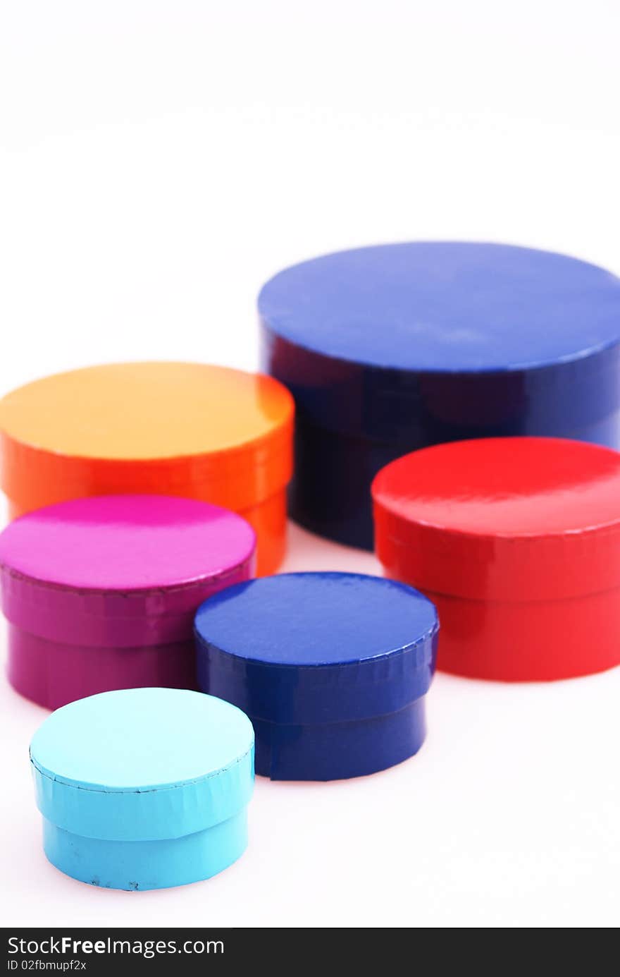 Colorful round boxes