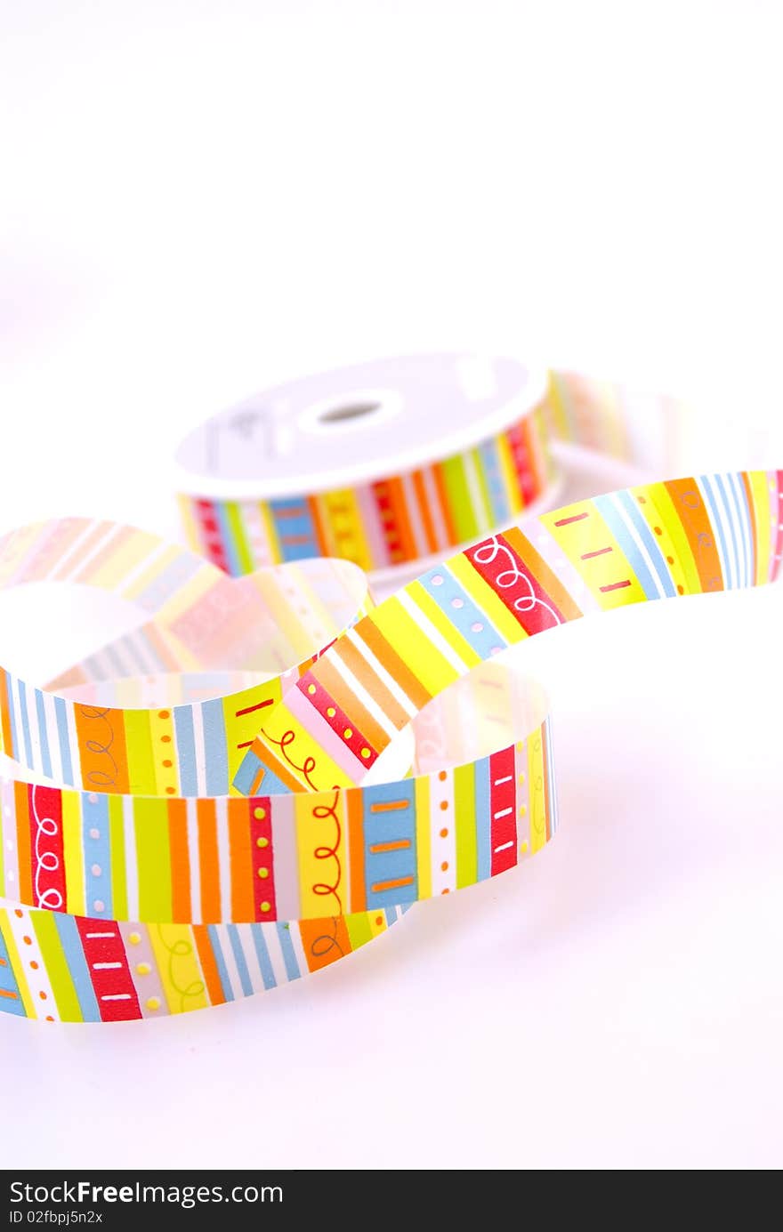 Colored ribbon on white background. Colored ribbon on white background