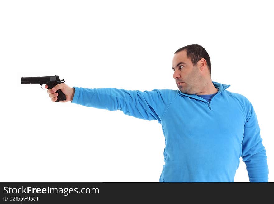 Image of a men with a pistol. Image of a men with a pistol