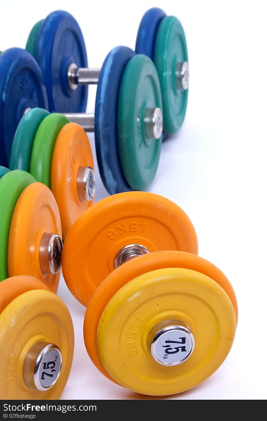 Color dumbbells in the gym