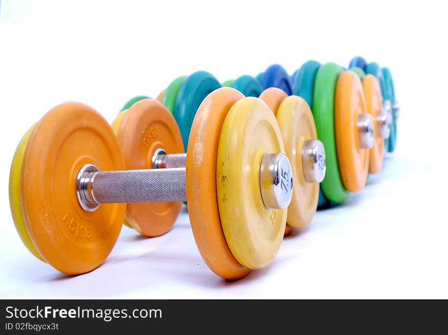 Color dumbbells in the gym