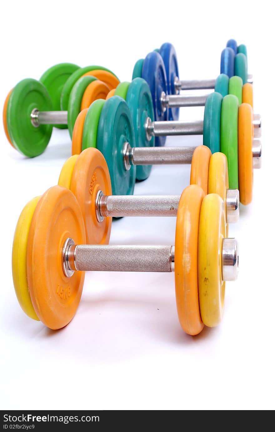 Color dumbbells in the gym