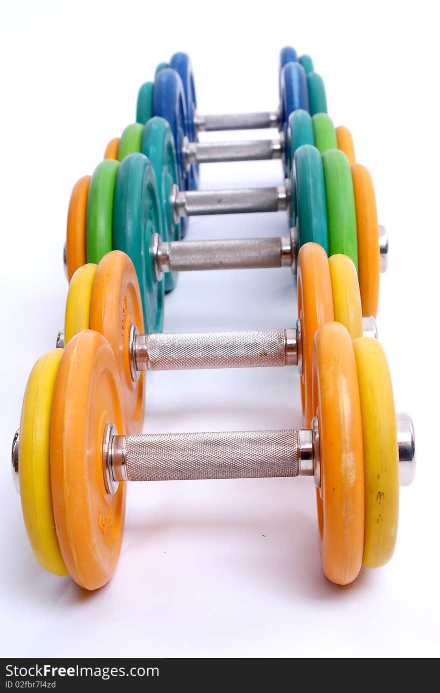 Color dumbbells in the gym