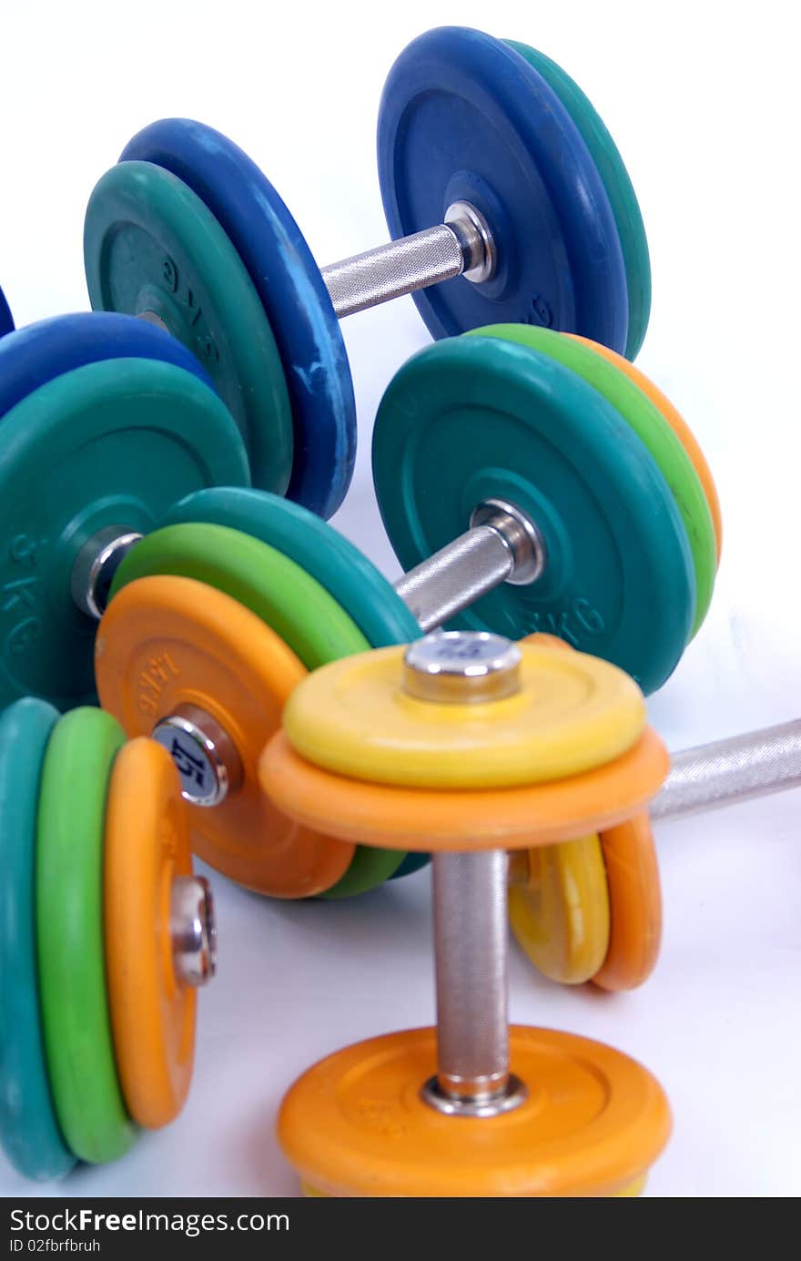 Color dumbbells in the gym