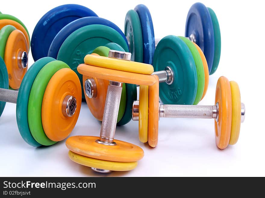 Color dumbbells in the gym