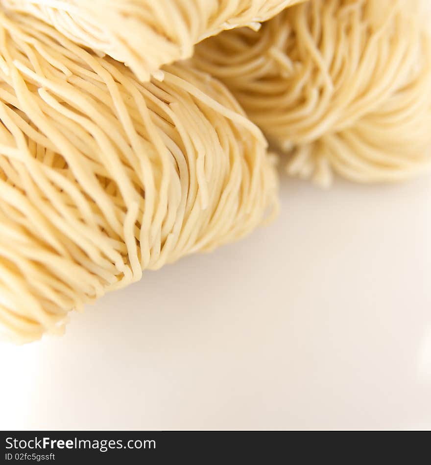 Asian Noodles on white background selective focus