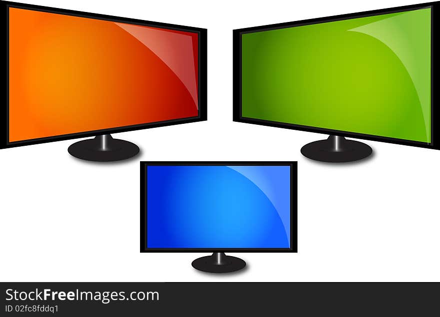 wide screen lcd monitor in three colours