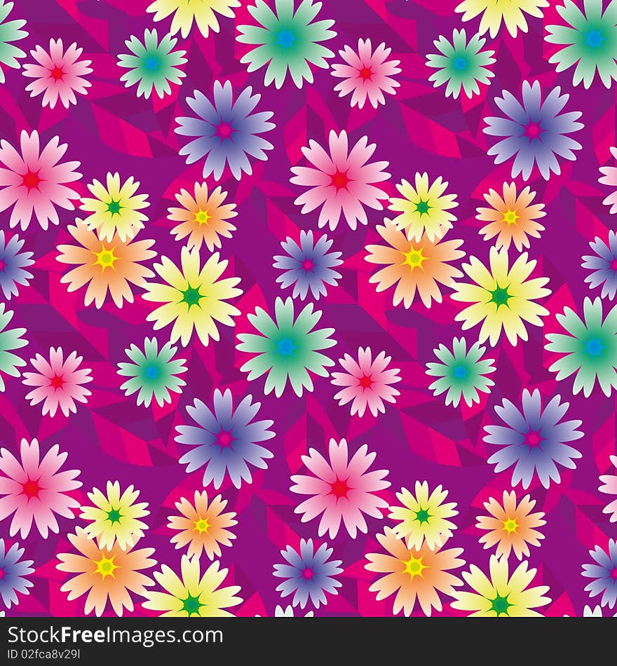 Seamless background with colorful flowers