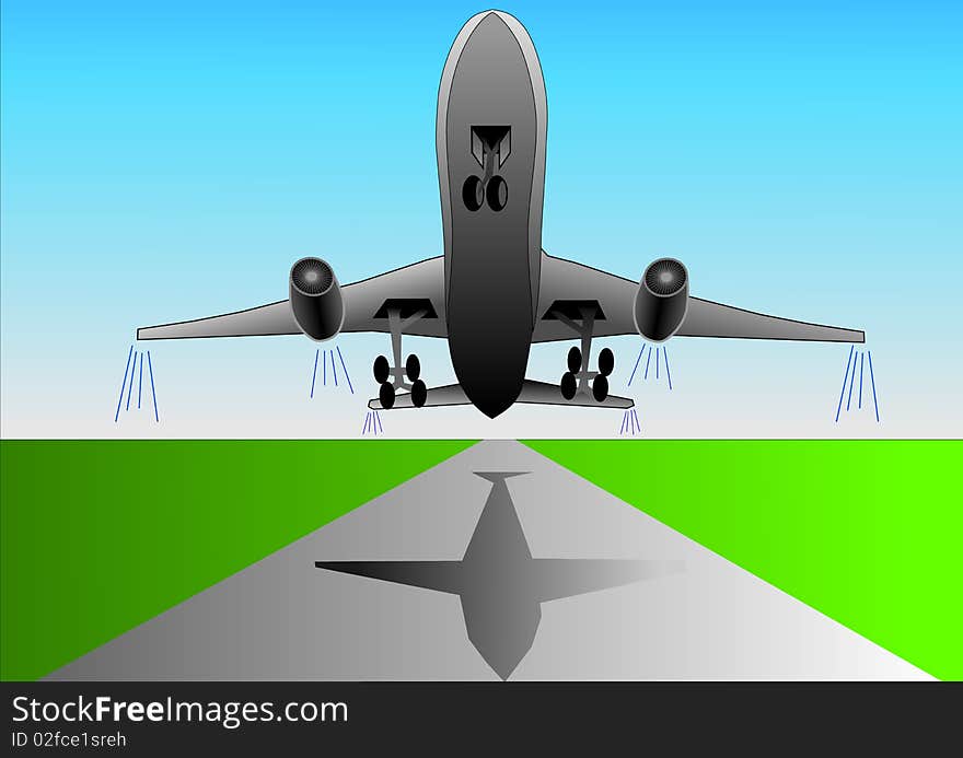 Vector illustration of airplane or airbus plane that take off from the runway