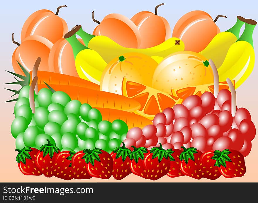 Vector illustration of colored fresh fruit. Vector illustration of colored fresh fruit