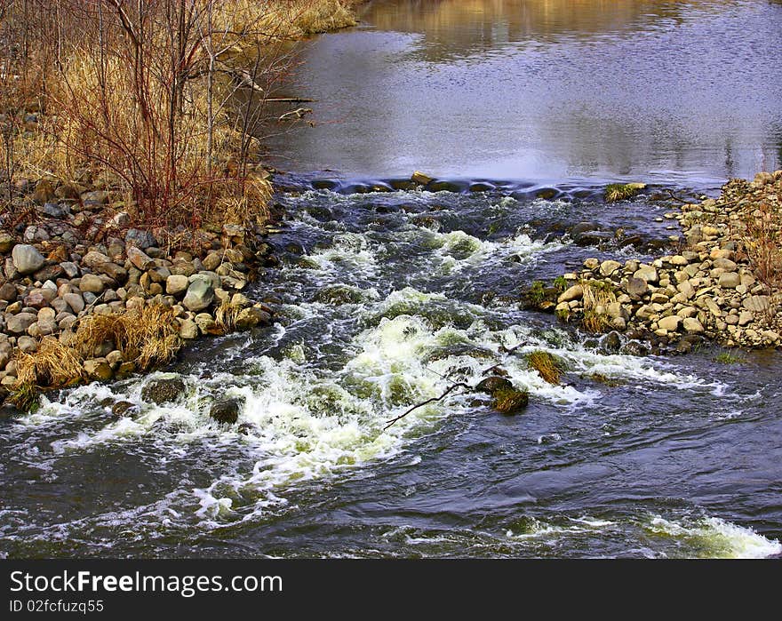 This is a small rapid water movement area, in Williamston Michigan. This is a small rapid water movement area, in Williamston Michigan.