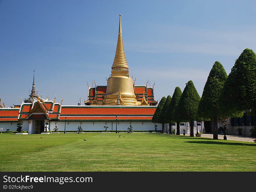 Wat phra kaew or Grand Palace in Bangkok of Thailand.