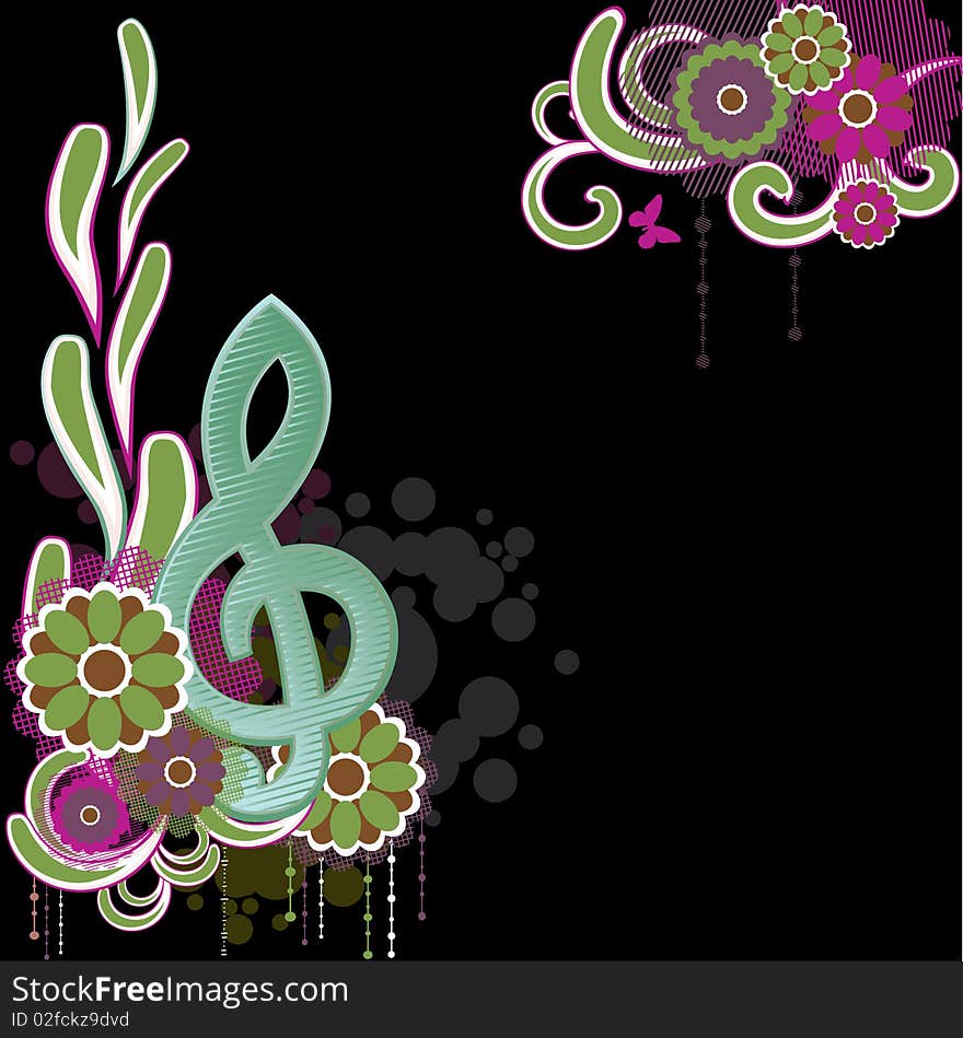 Background with Treble clef for you.Vector Illustration