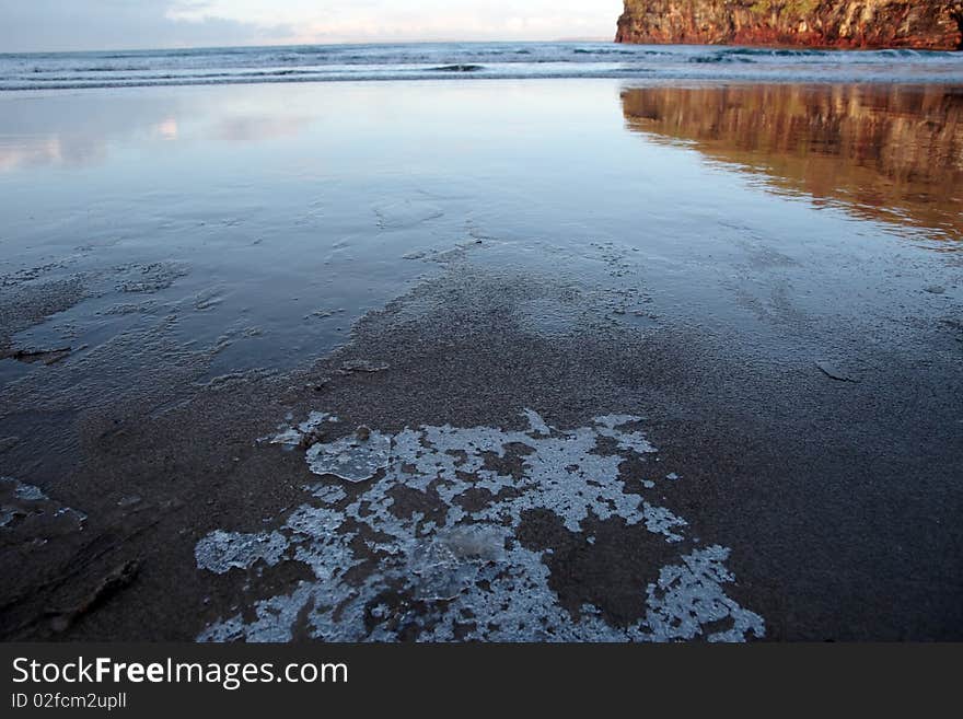 A view of the beach and cliffs in ballybunion co kerry ireland on an icy winters day. A view of the beach and cliffs in ballybunion co kerry ireland on an icy winters day