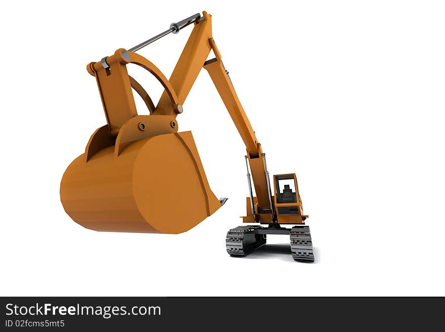 Orange dirty digger isolated on white background