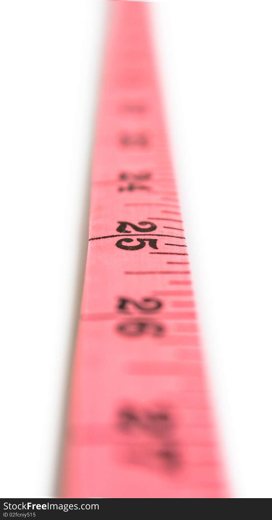 Measuring tape looking as vertical line isolated on white