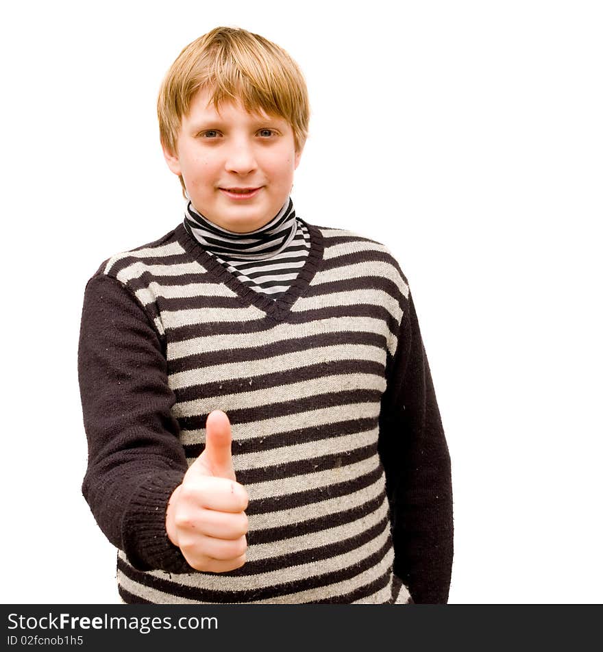 Portrait of a schoolboy isolated on white