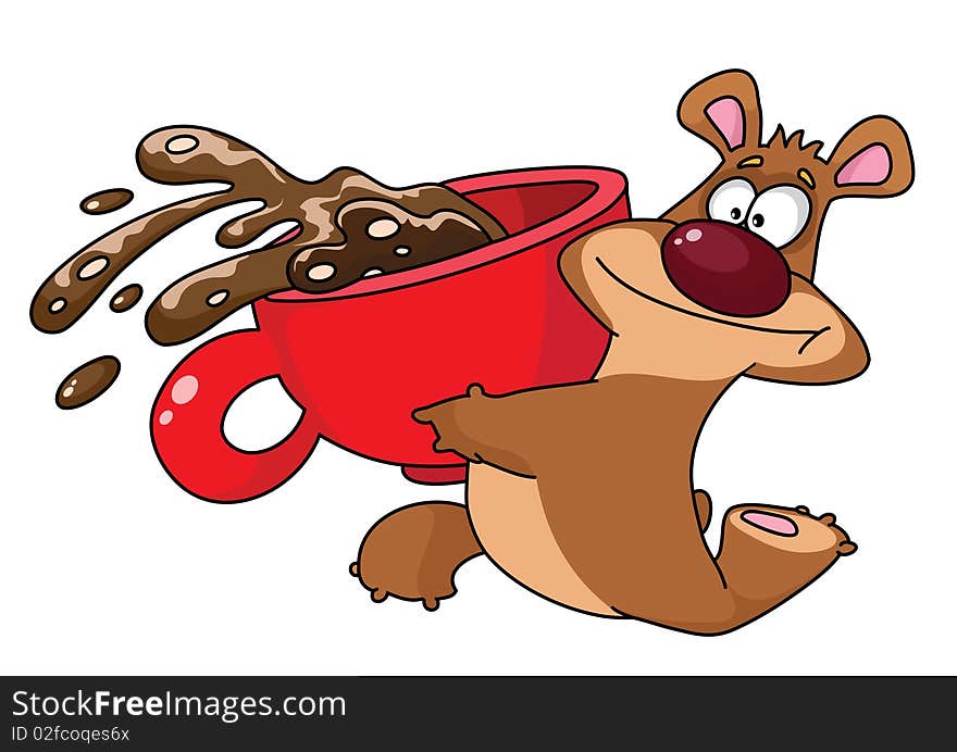 Illustration of bear with coffee cup