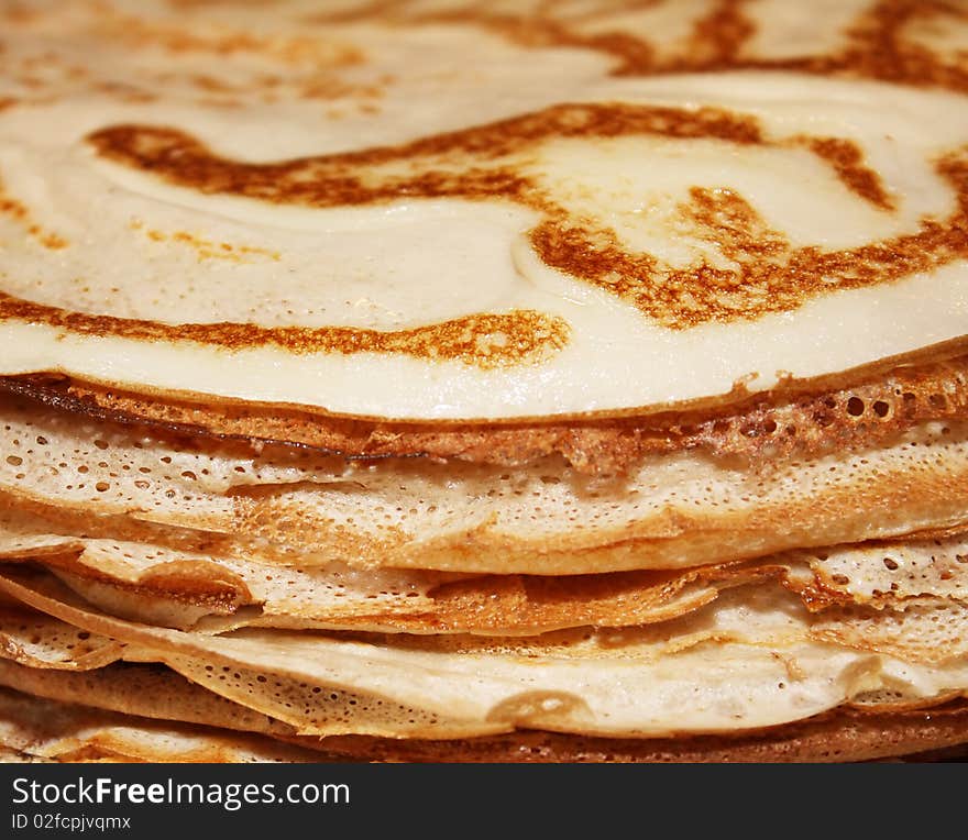 Pancakes pile closeup