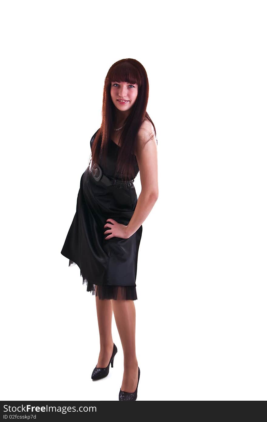 Beautiful woman in black dress