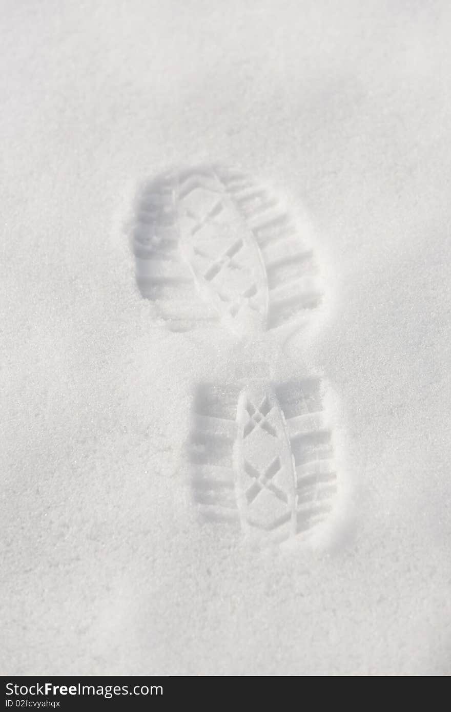 A footprint on the snow