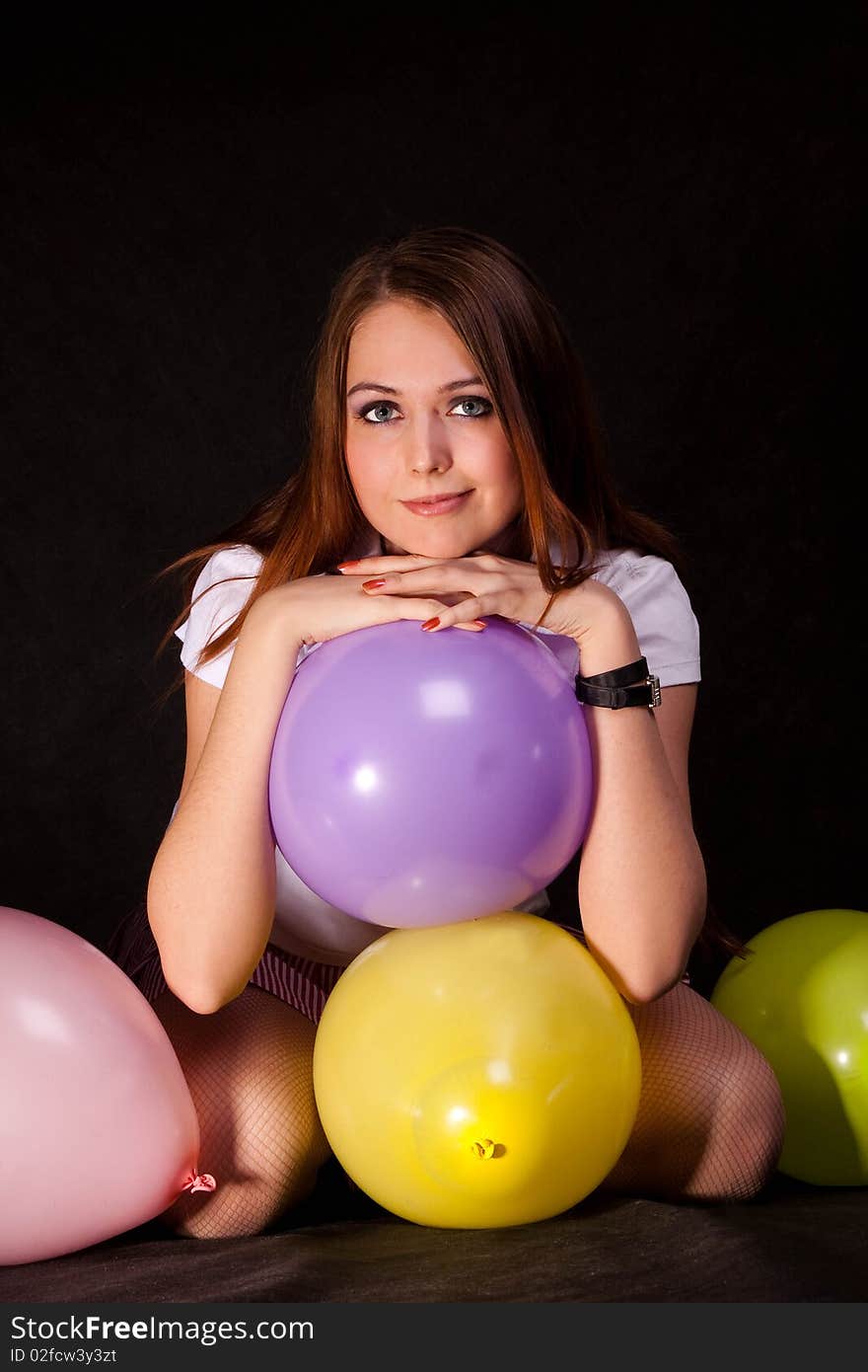 The girl with colour balloons. The girl with colour balloons