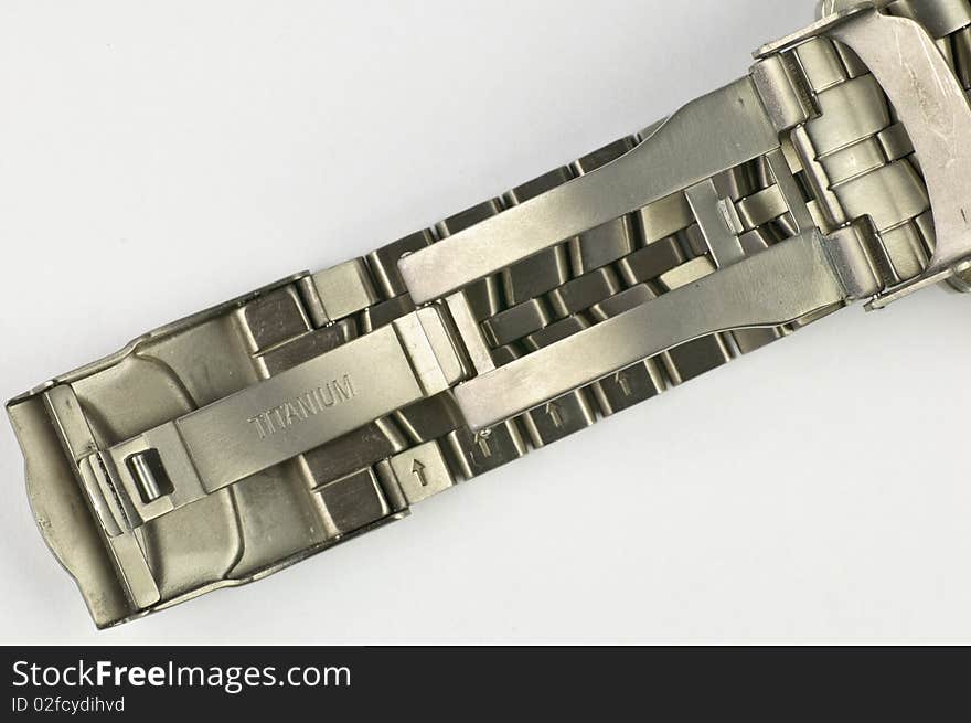 Closeup of titanium double clasp watch braselet. Closeup of titanium double clasp watch braselet