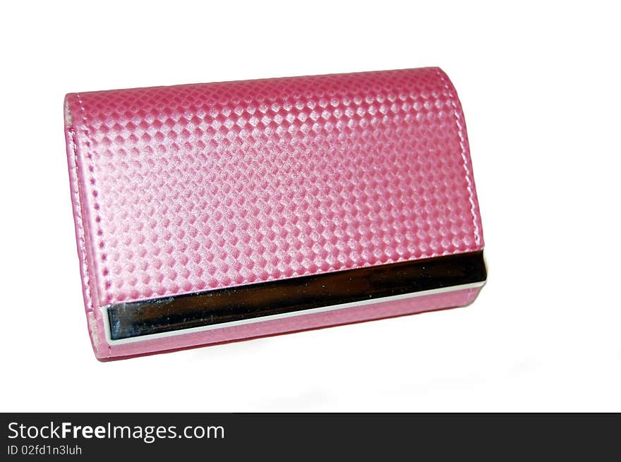 Camera case in pink color isolated on the white background