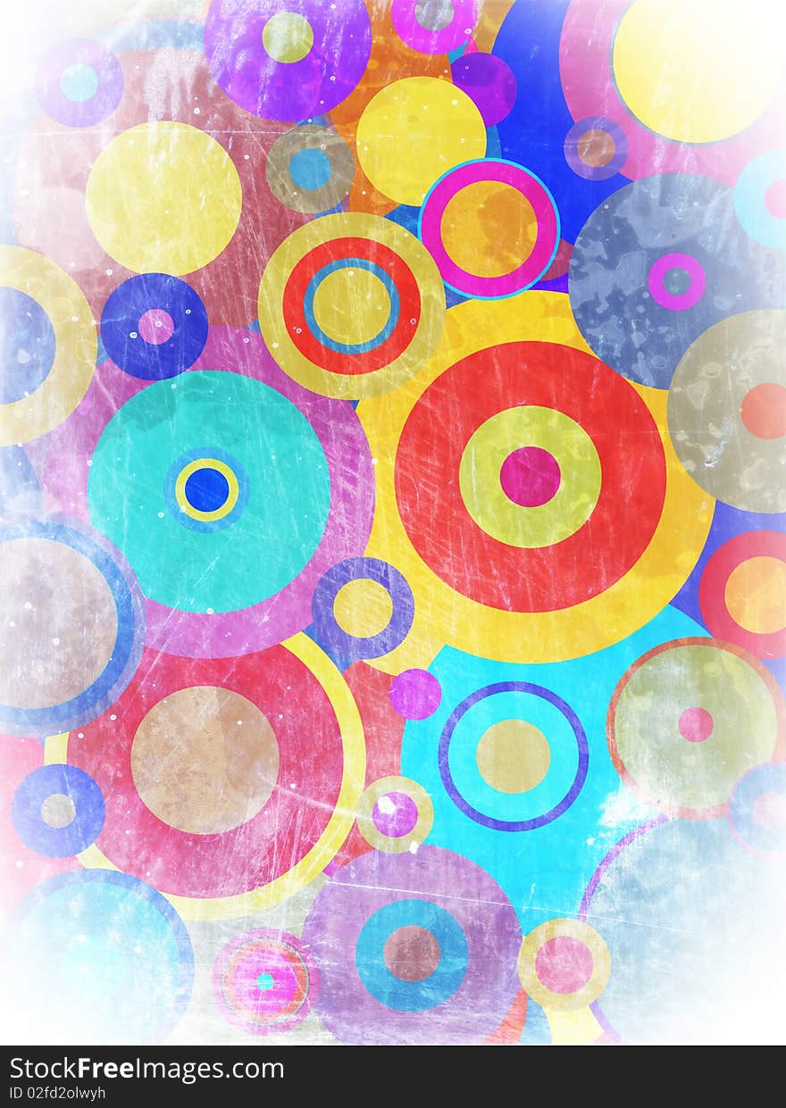 Grunge circles on the wall, abstract background