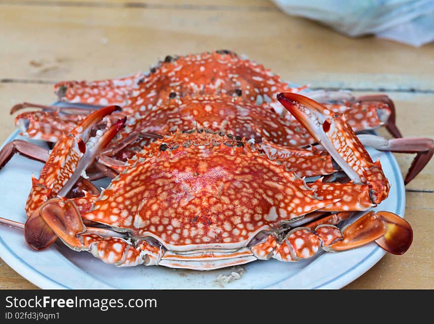 Thai crab with claw are boiled