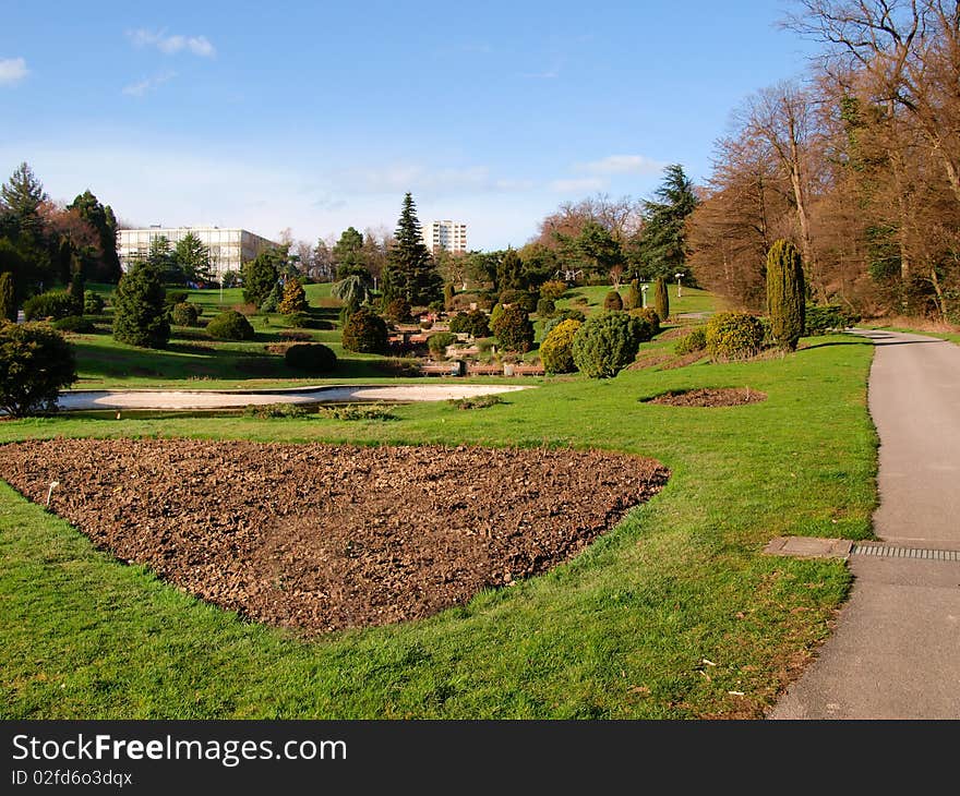 Splendid park for a refreshing and recreational walk in Lausanne, Switzerland. Splendid park for a refreshing and recreational walk in Lausanne, Switzerland