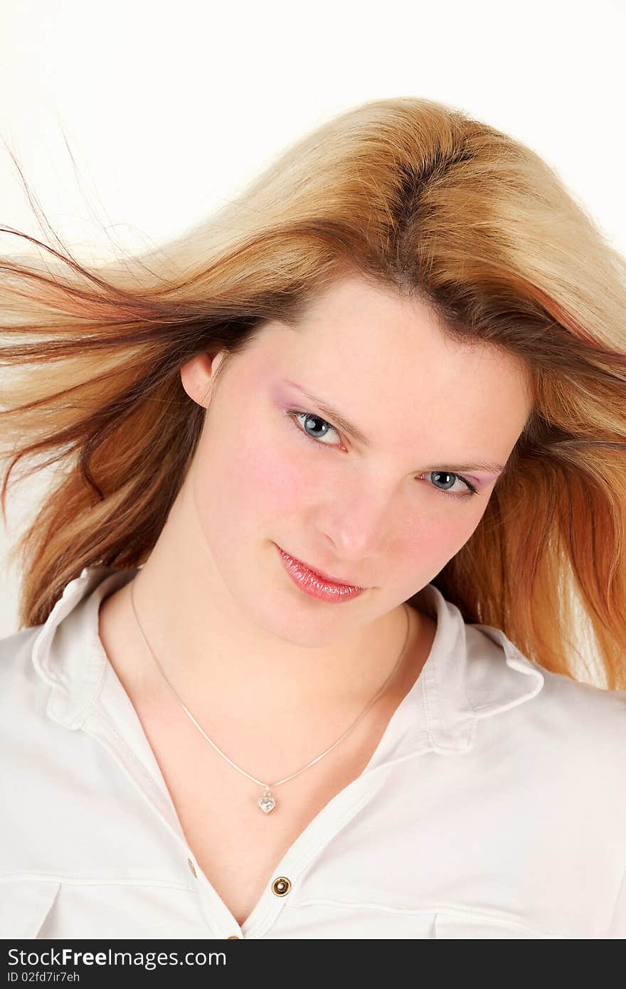 Portrait of young woman, studio shot. Portrait of young woman, studio shot