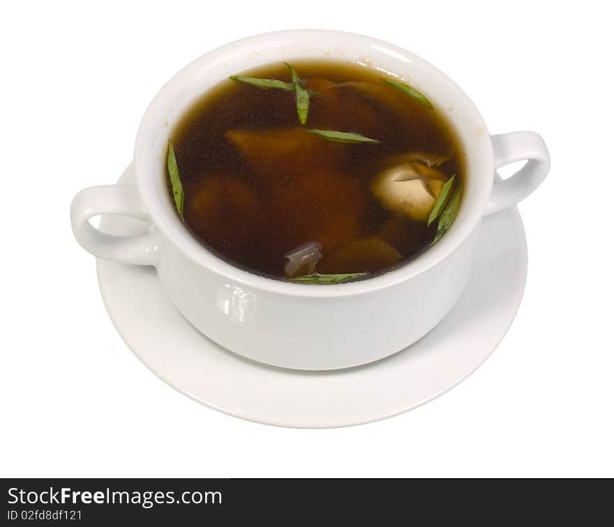 Soup photo in a bowl on a white background. Soup photo in a bowl on a white background