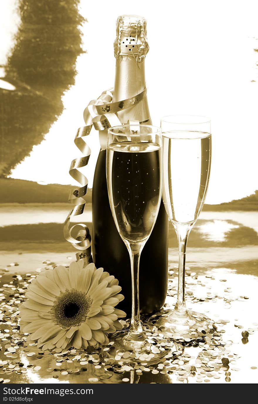 Champagne and flower