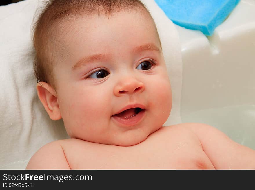 Close up of baby taking a bath. Close up of baby taking a bath