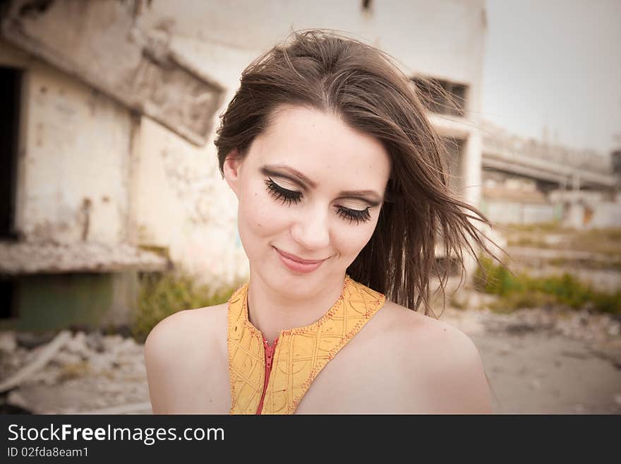 Woman in urban background