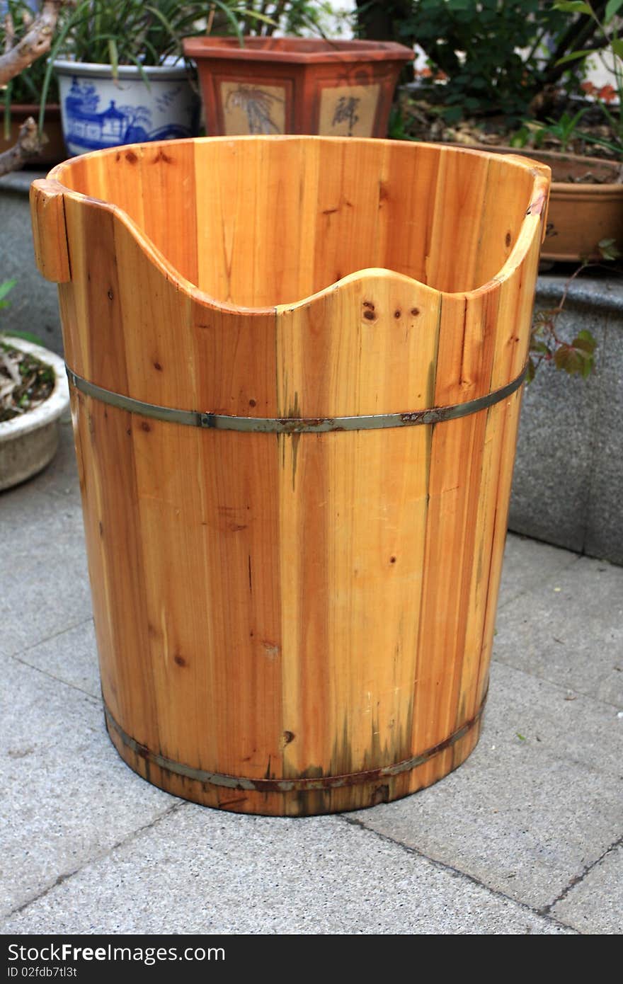 Foot bath with a bucket, made with fir, is a daily supplies. Foot bath with a bucket, made with fir, is a daily supplies.