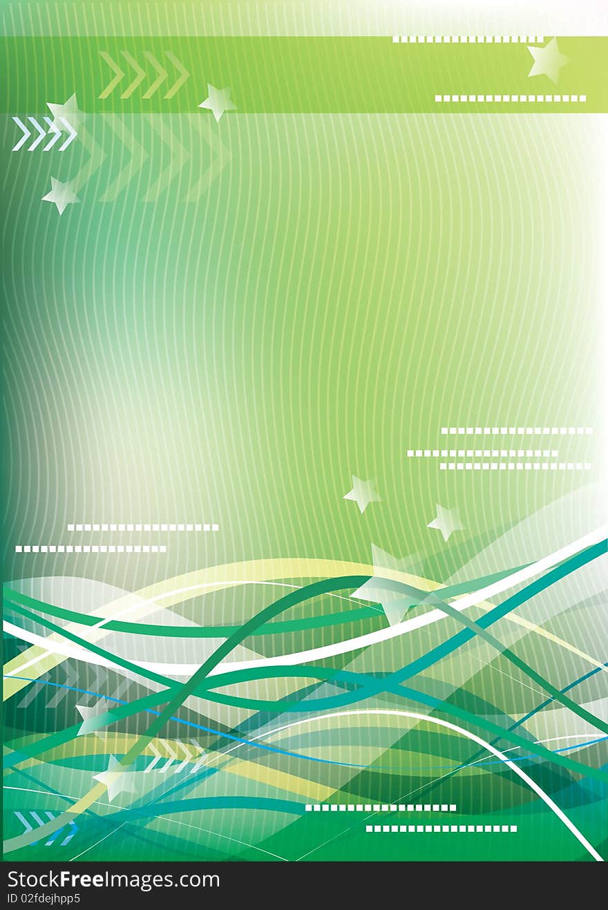 Abstract digital green background with arrows and waves. Abstract digital green background with arrows and waves