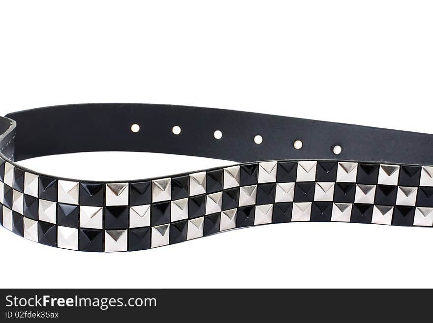 Series. Black Leather Belt with Chrome Studs