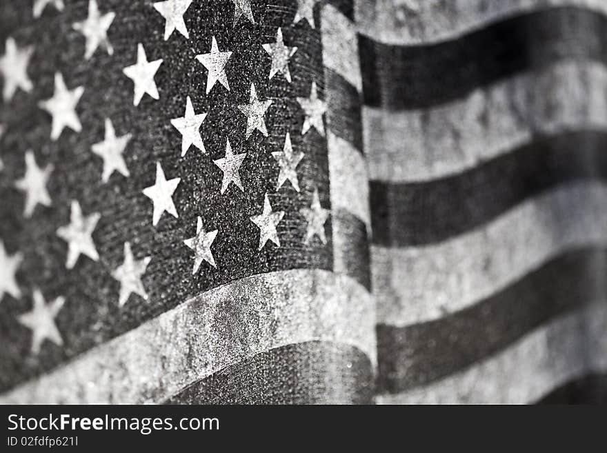 A black and white stone USA flag. A black and white stone USA flag