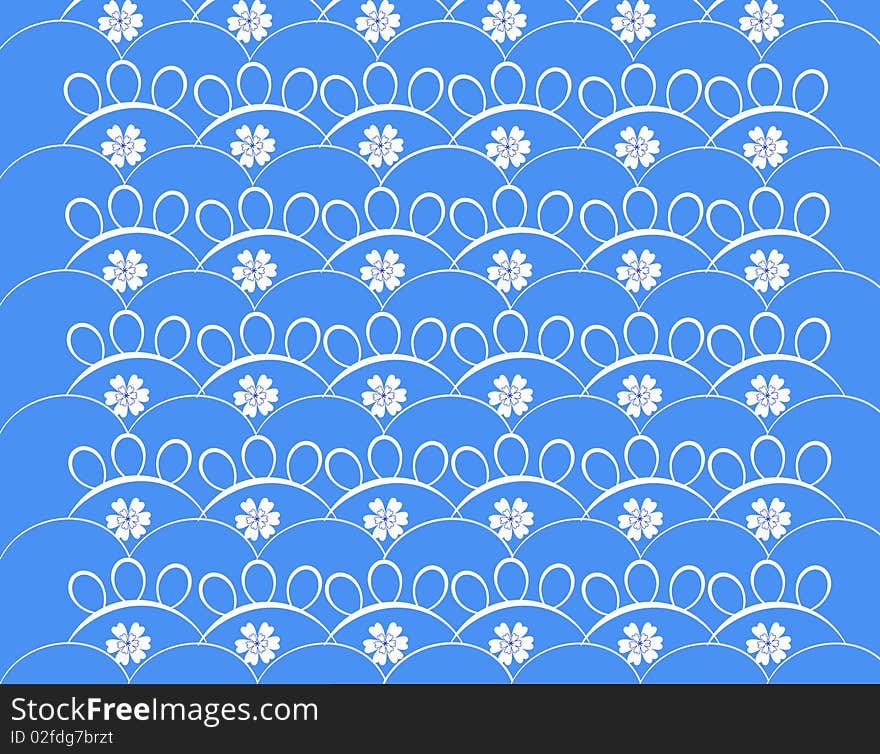 Decorative ornament. white isolated on blue background