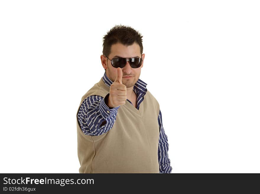 Photo on man with shirt posing on white background. Photo on man with shirt posing on white background