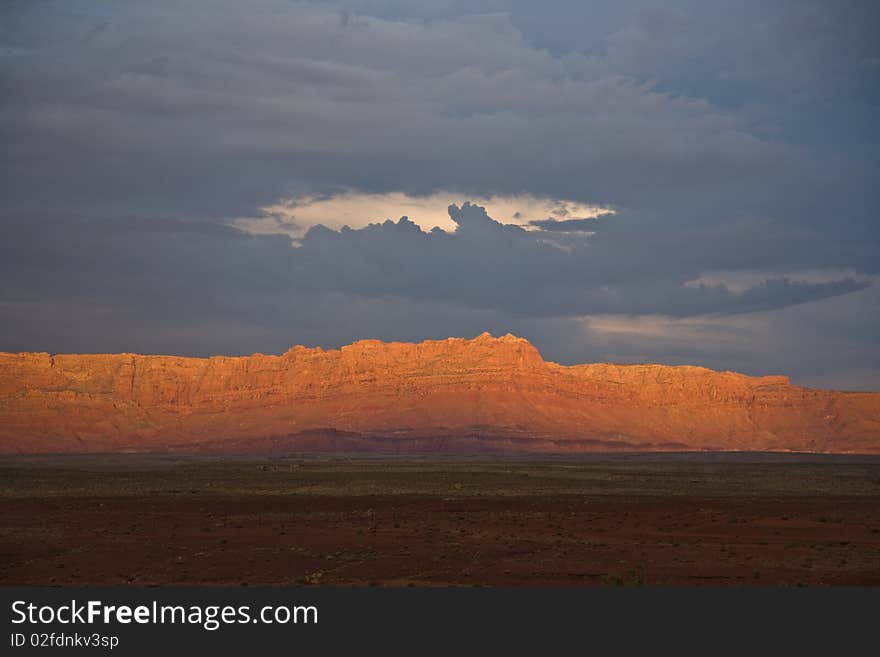 Scenic mountain range in golden light