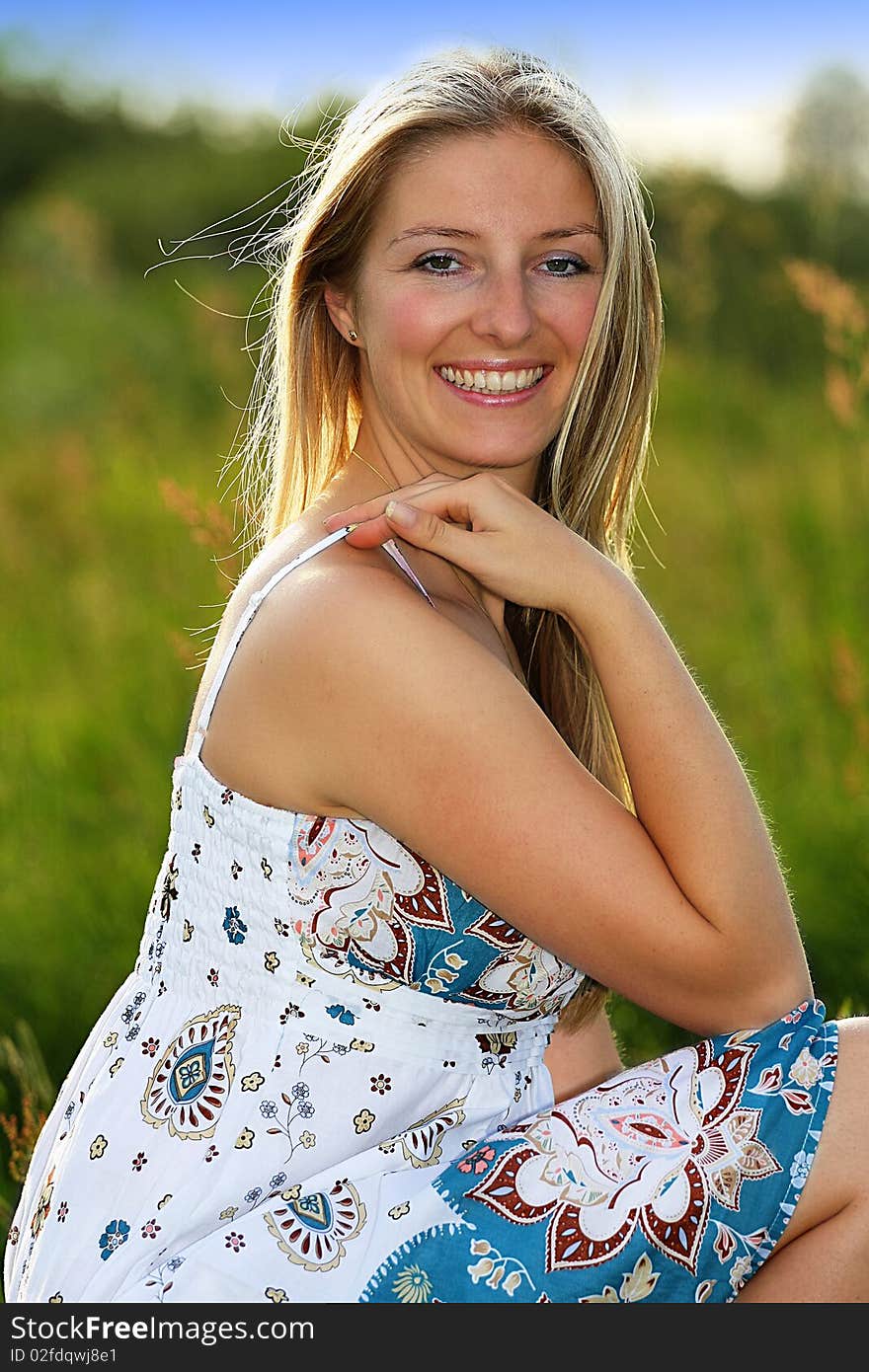 Woman portait in grass