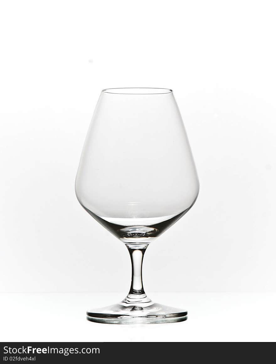 Isolated cognac brandy glass on white